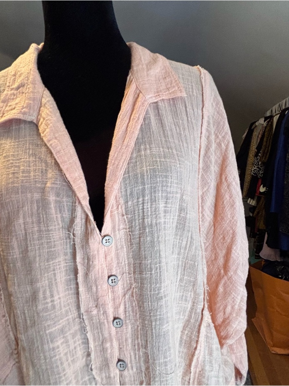 FREE PEOPLE One And Only Buttondown Top Dolman Oversized We The Free Tunic Sz S - Picture 7 of 9